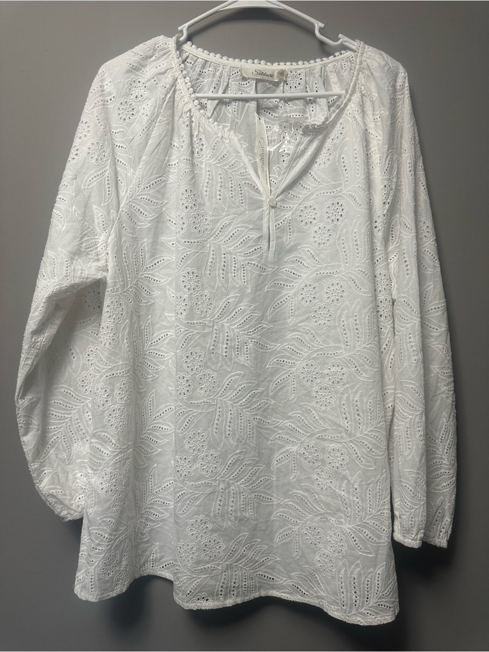 Solitaire White Eyelet Embroidered Tunic